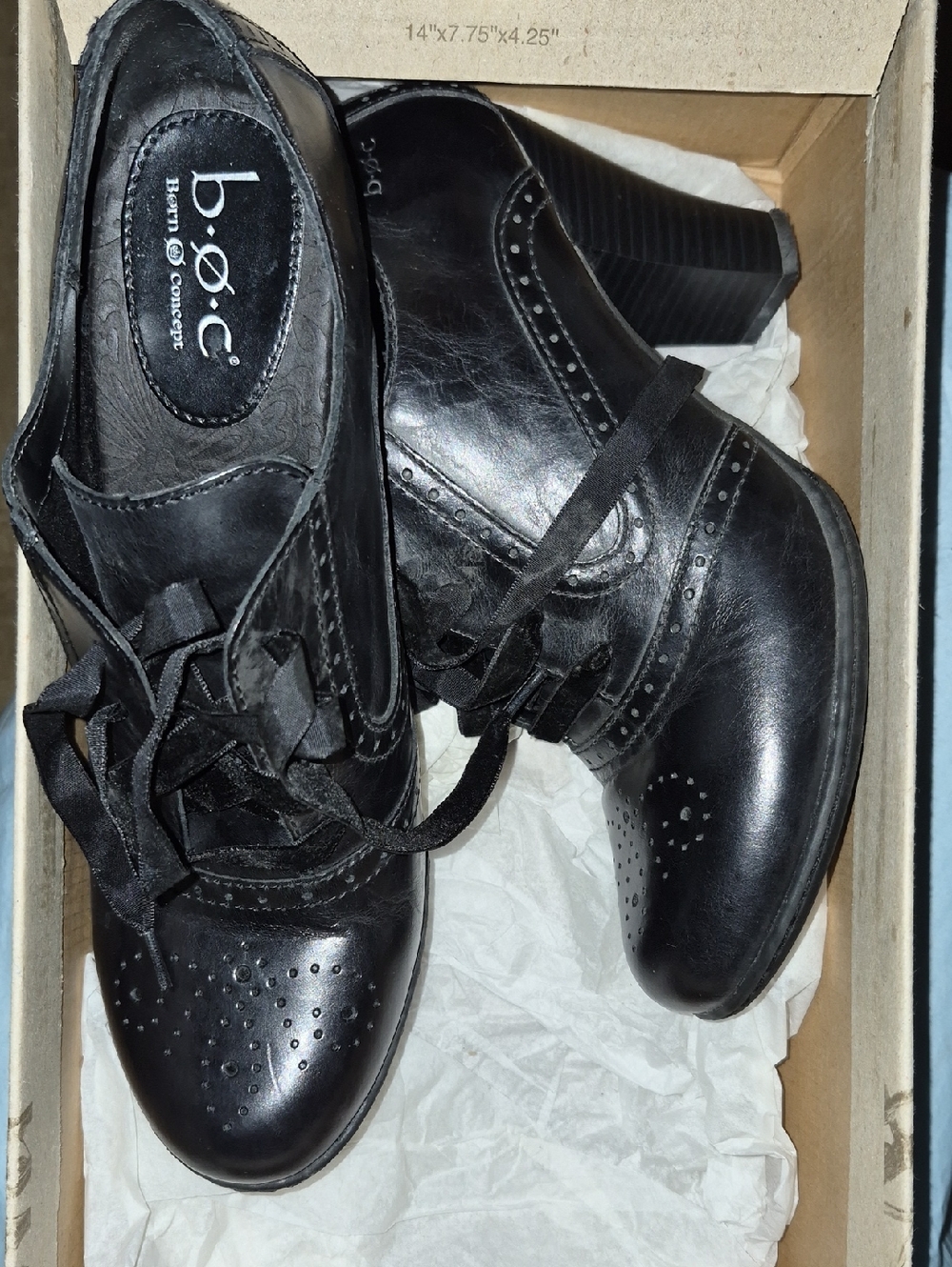 b.o.c. Black Lace-Up Brogue Heel Shoes
